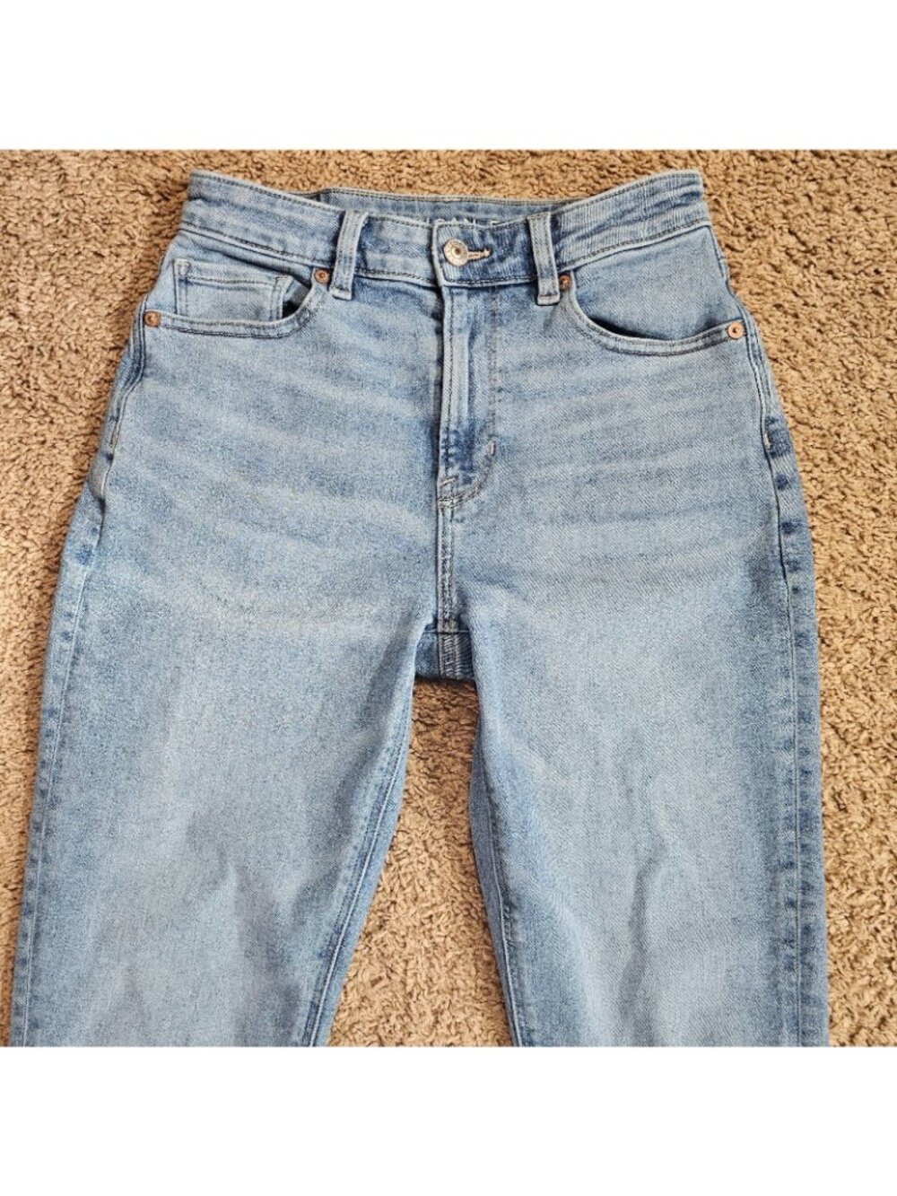 American Eagle Mom Jean Womens 2 High Rise Tapered Denim Light Wash Stretch - Picture 2 of 11